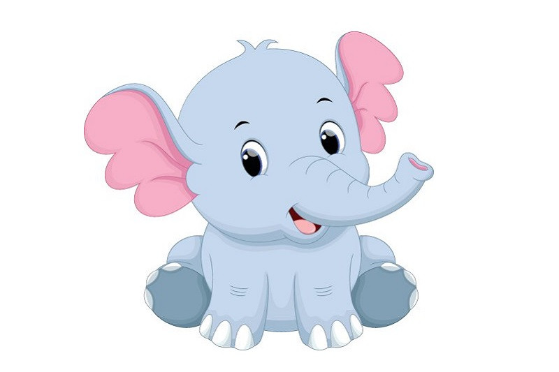 Voi hoạt hình ngồi với đôi tai to