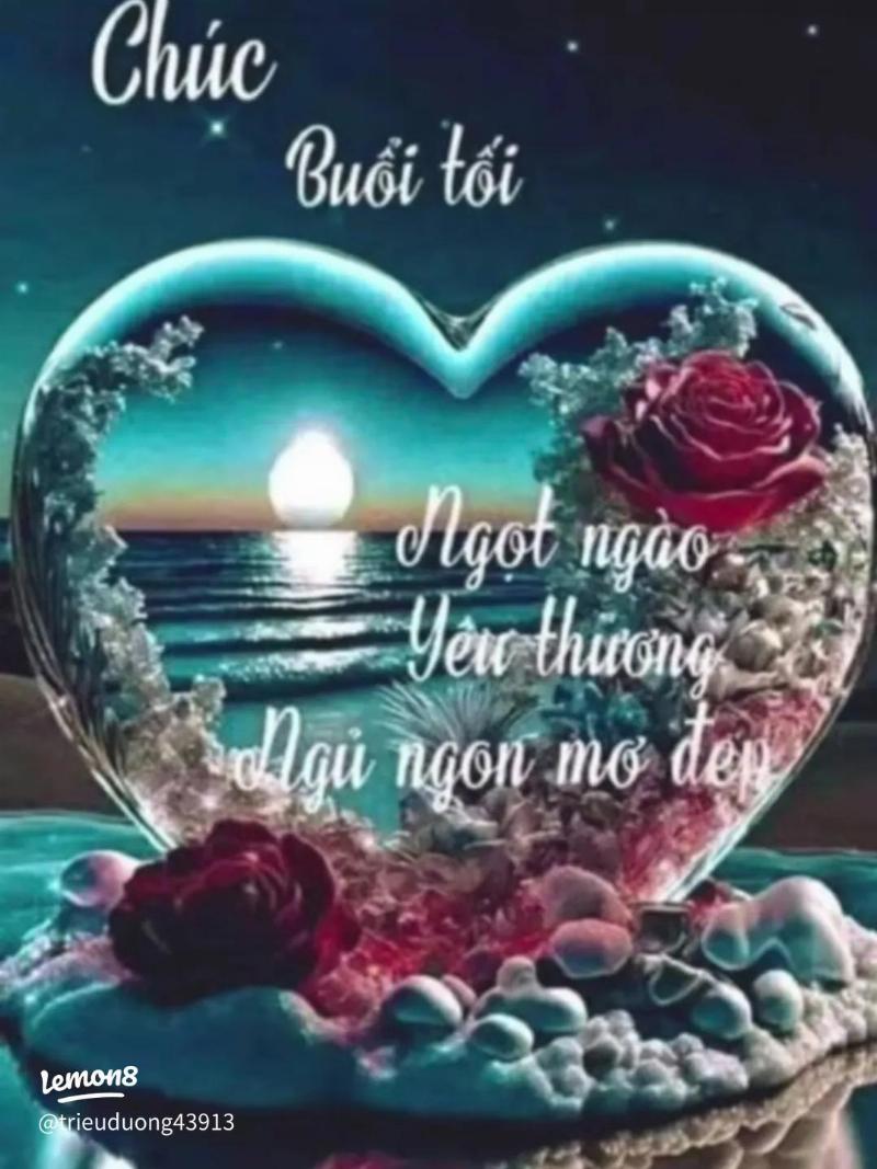 Hình ảnh chúc đêm an lành lãng mạn dành cho cặp đôi với ánh đèn dây lấp lánh