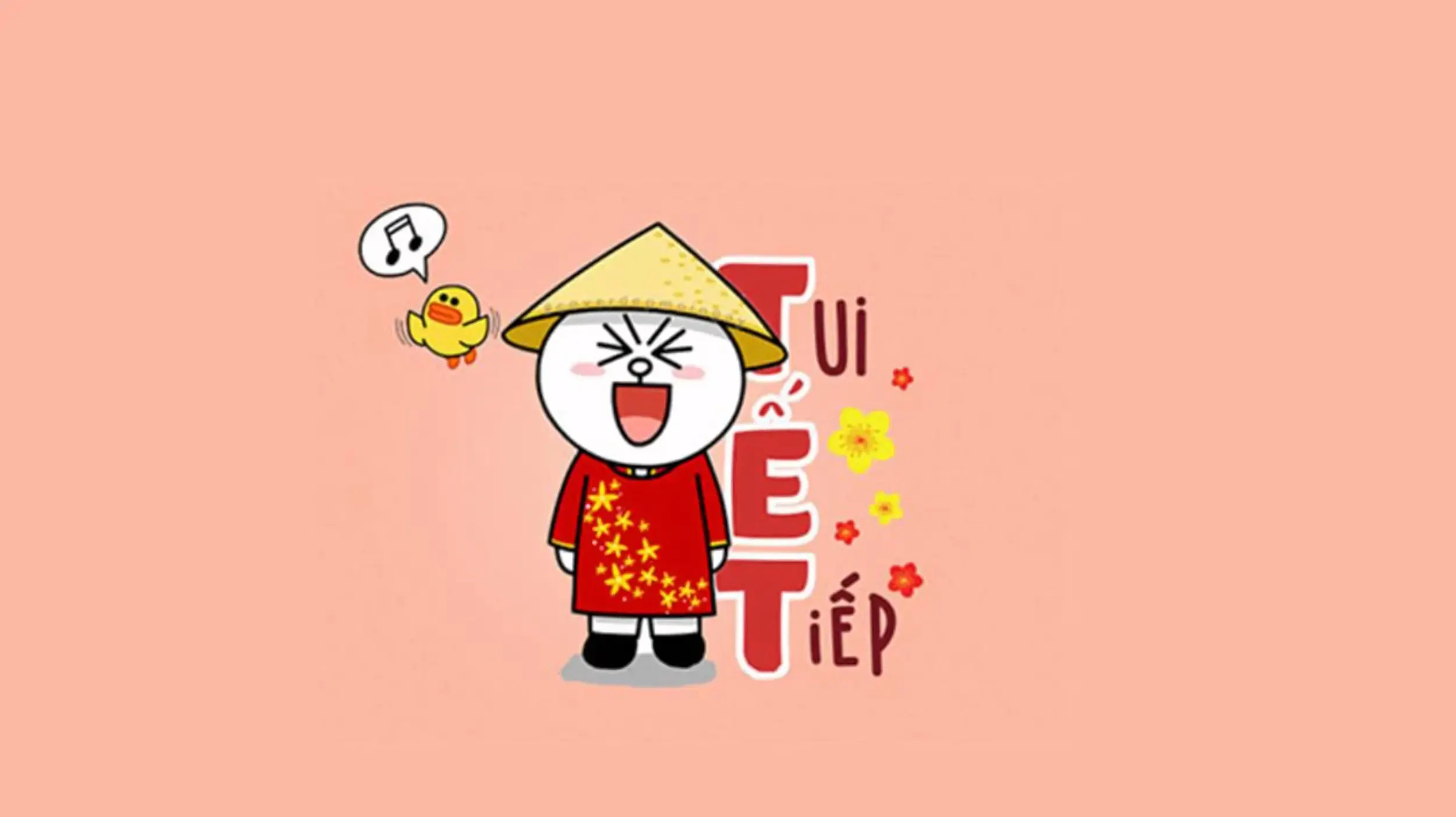 Hình vẽ chibi ngộ nghĩnh mô phỏng không khí ngày Tết vui tươi