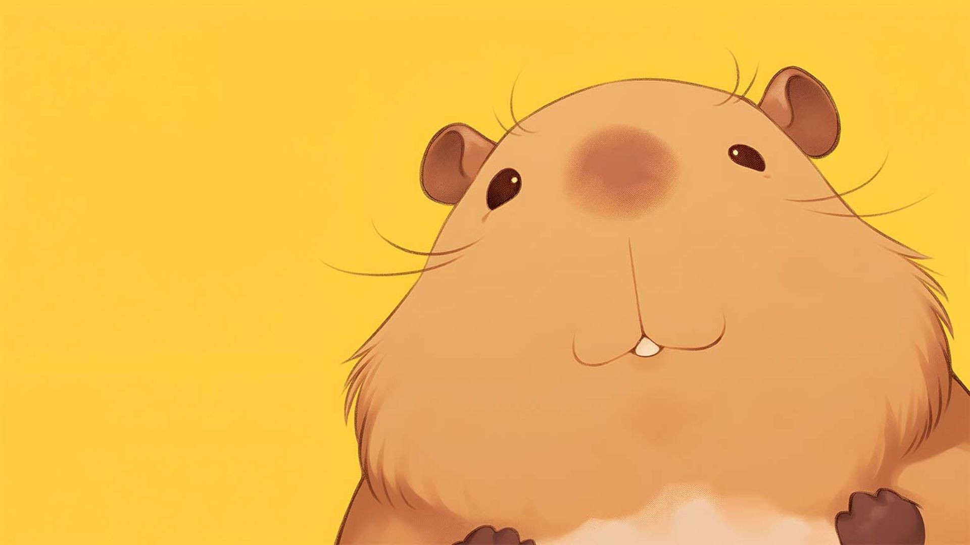 Chân dung cận cảnh chú Capybara với đôi mắt đen tròn và khuôn mặt hiền lành