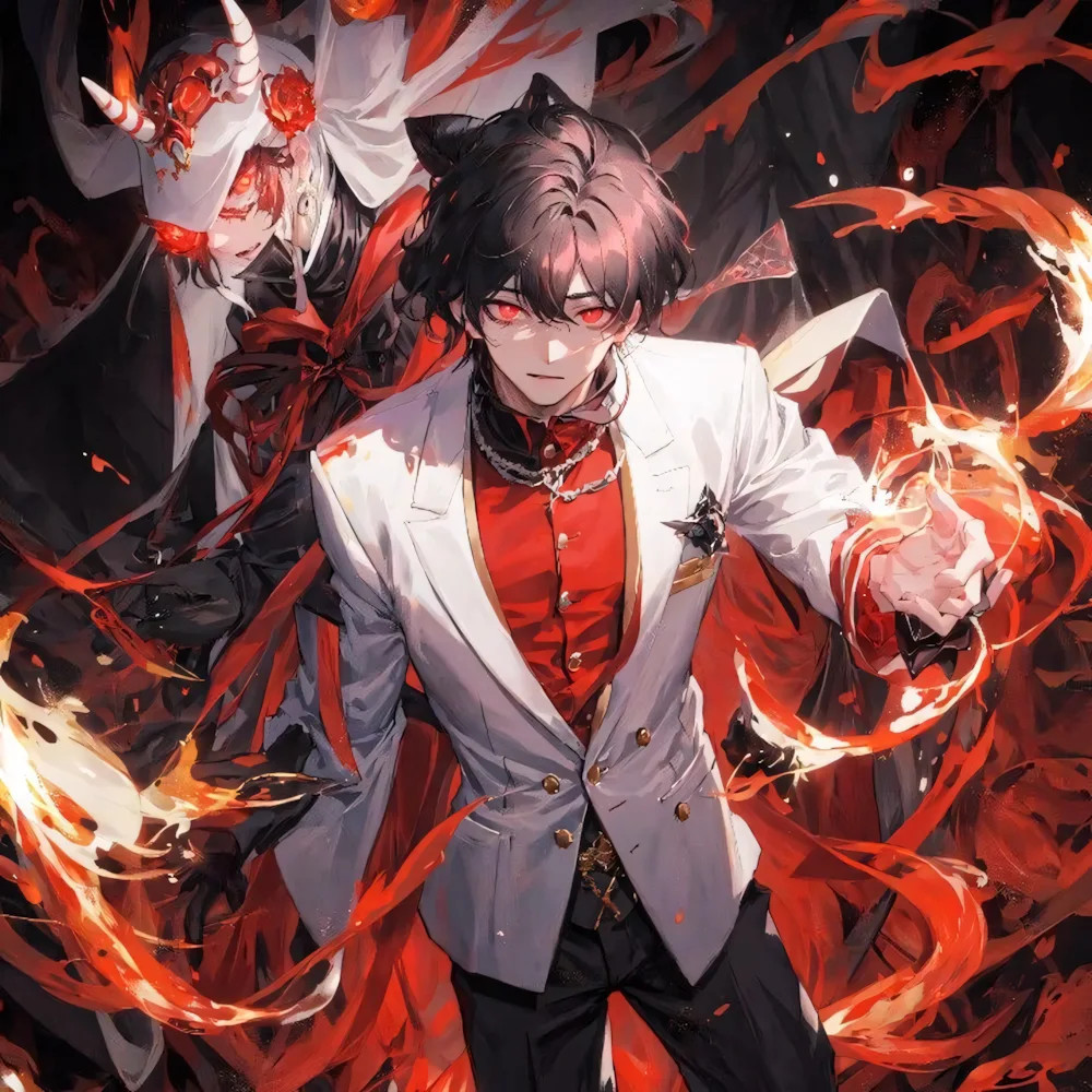 Hình nền điện thoại anime nam ác quỷ với phong cách cổ điển và ánh mắt sâu thẳm