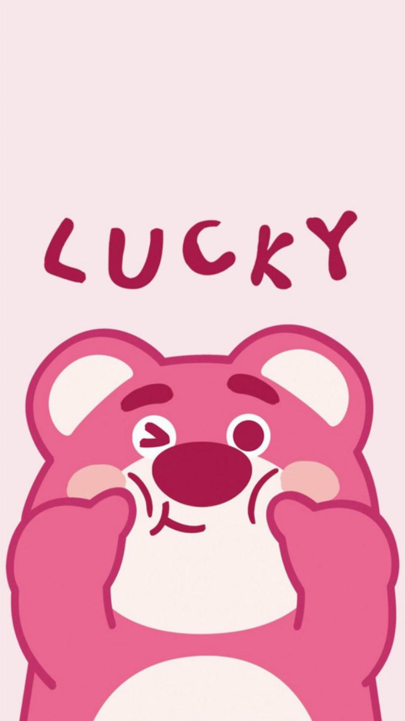 Hình nền gấu dâu Lotso phong cách vẽ tay nghệ thuật cực kỳ dễ thương