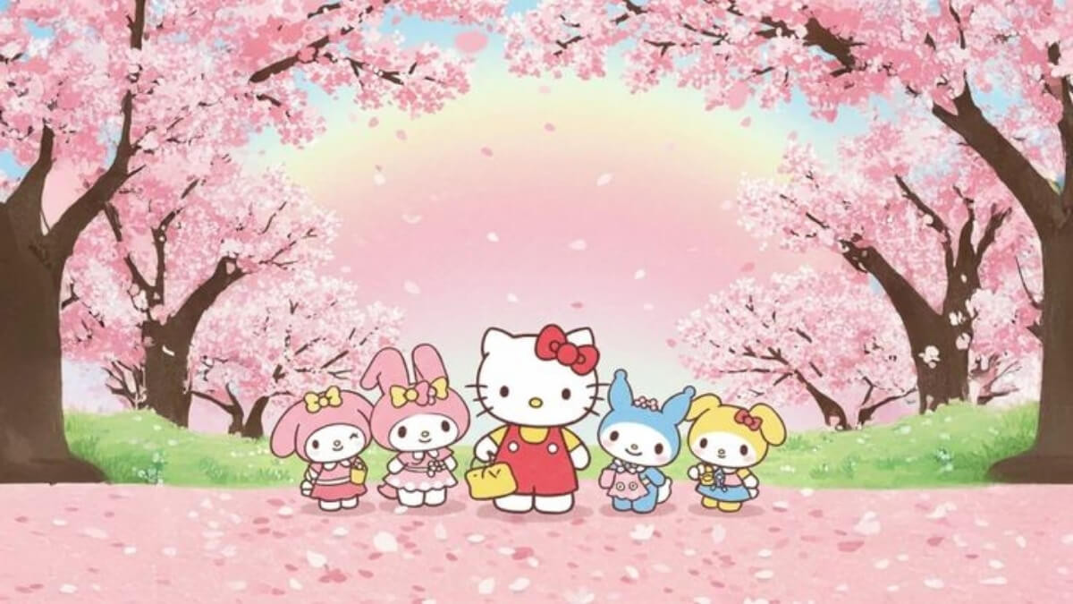 Hello Kitty dạo chơi trong khung cảnh hoa anh đào rực rỡ