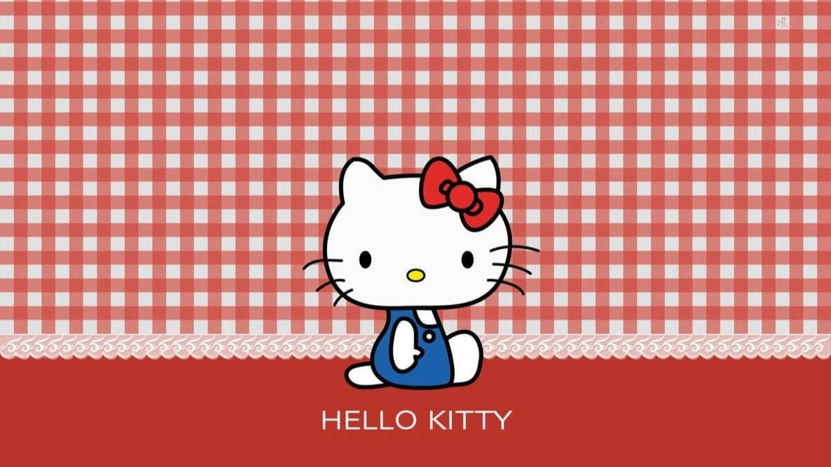 Họa tiết caro đỏ cổ điển kết hợp cùng hình ảnh Hello Kitty xinh xắn