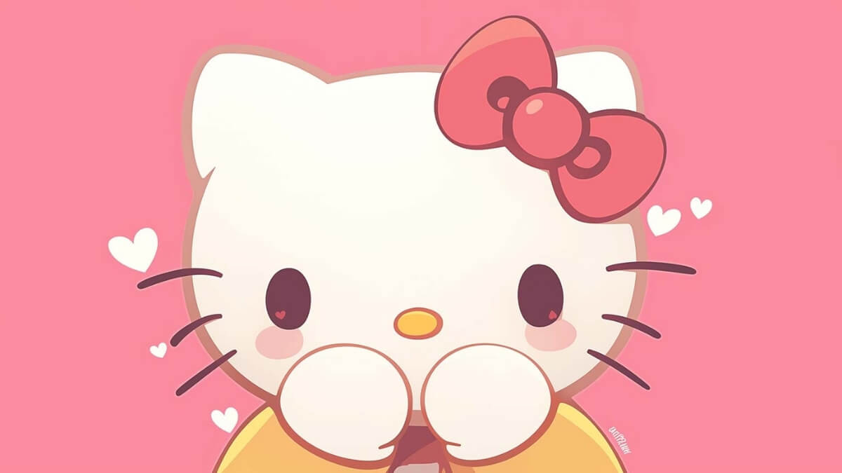 Cận cảnh gương mặt đáng yêu của Hello Kitty với đôi mắt tròn xoe