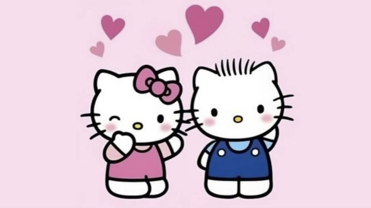 Mẫu hình nền Hello Kitty đôi dành cho các cặp bạn thân hoặc người yêu