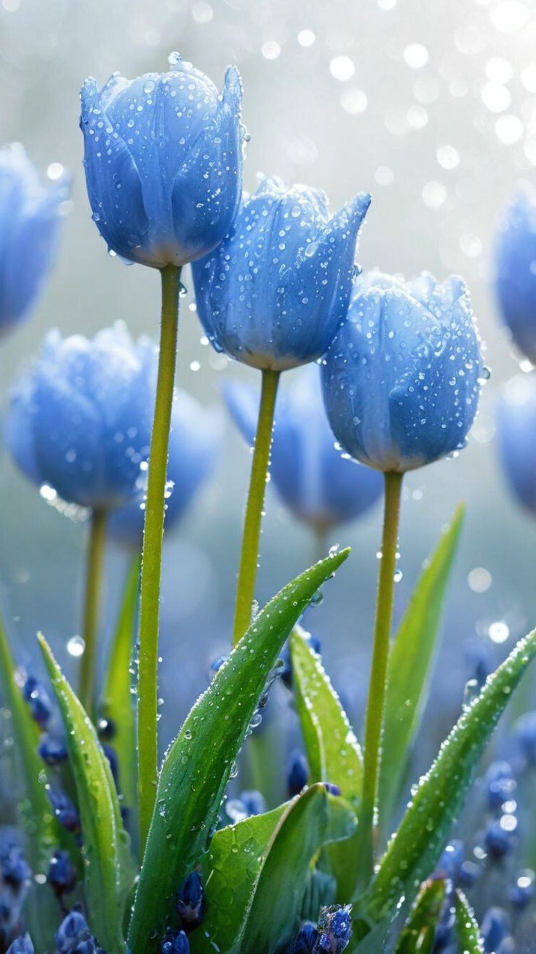 Tulip xanh tinh khôi trên nền tối