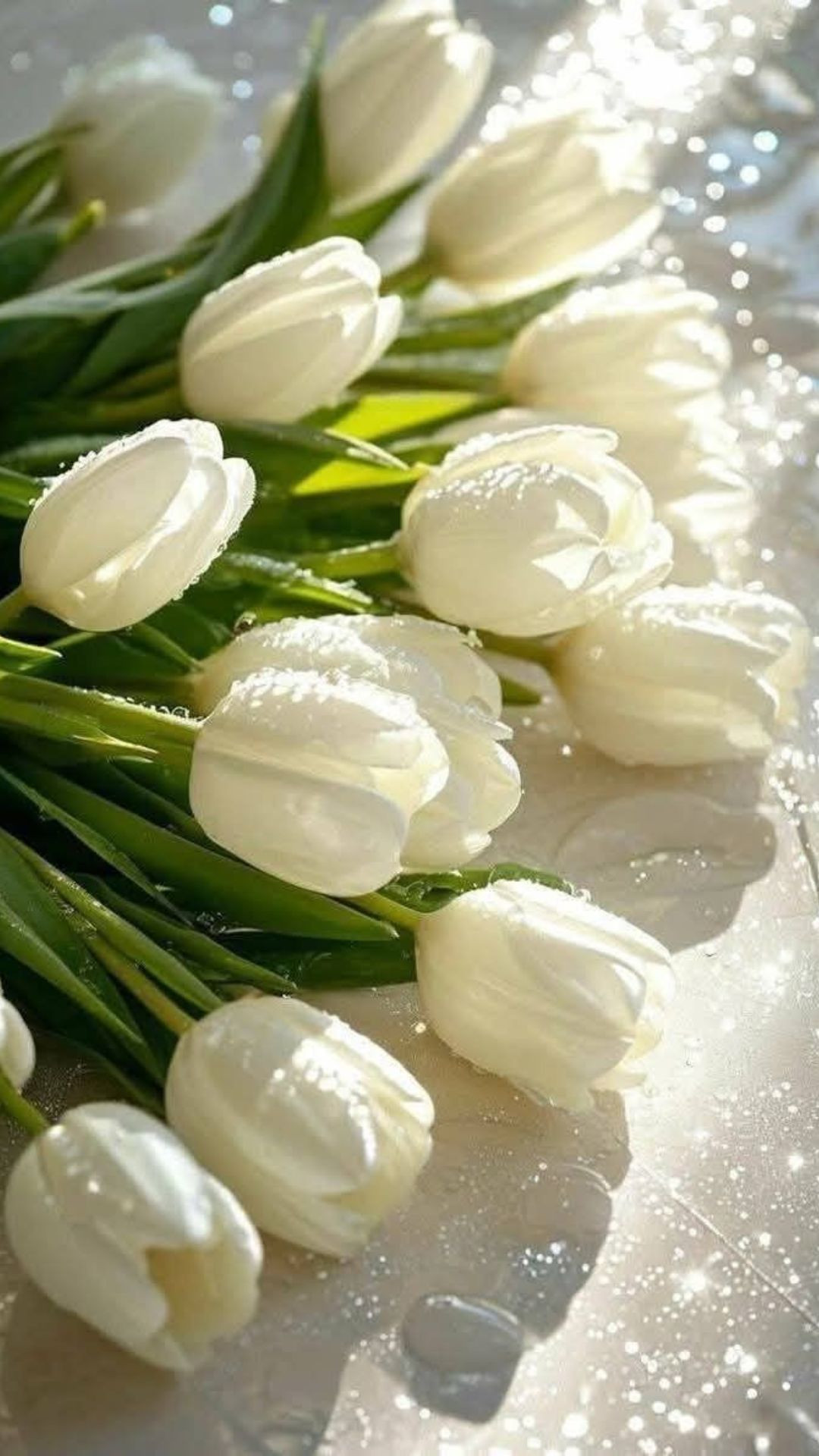 Tulip trắng vươn mình đón nắng