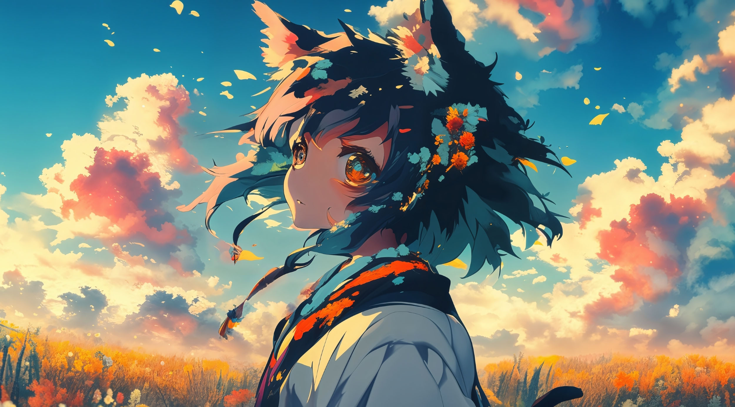 Nhân vật anime nữ với biểu cảm dễ thương đang thưởng thức ly trà sữa trong không gian ấm cúng