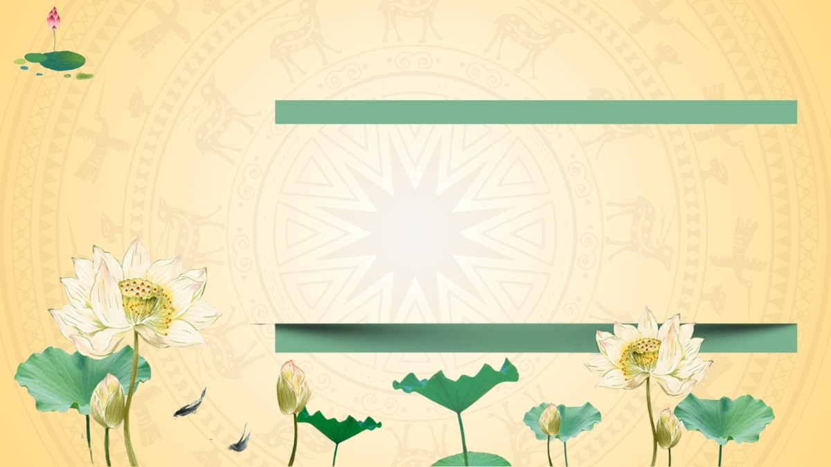 Background PowerPoint trống đồng hoa sen cách điệu 3