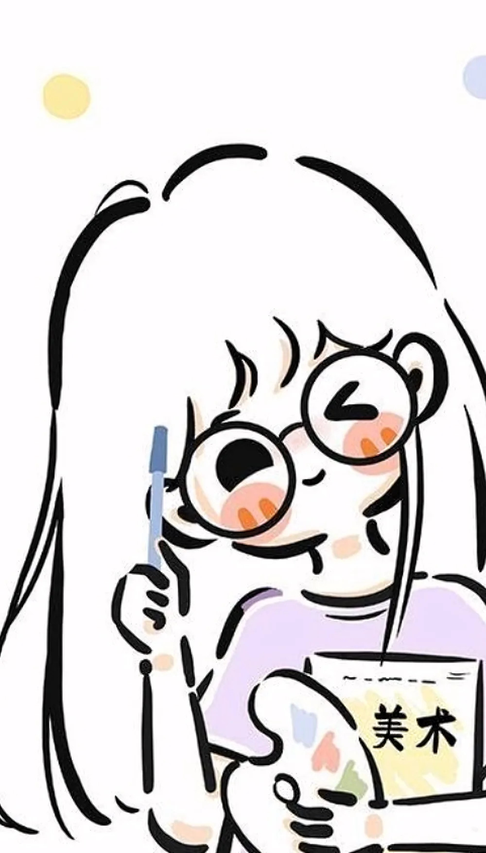 Chibi cô gái dễ thương với mái tóc dài và chiếc váy hồng