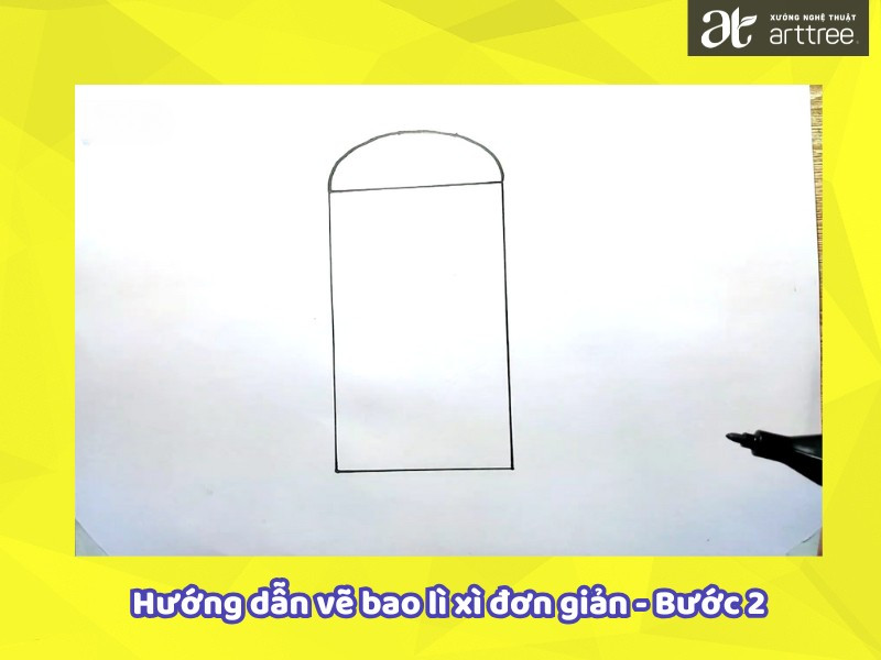 Hướng dẫn cách vẽ bao lì xì đơn giản - Bước 2