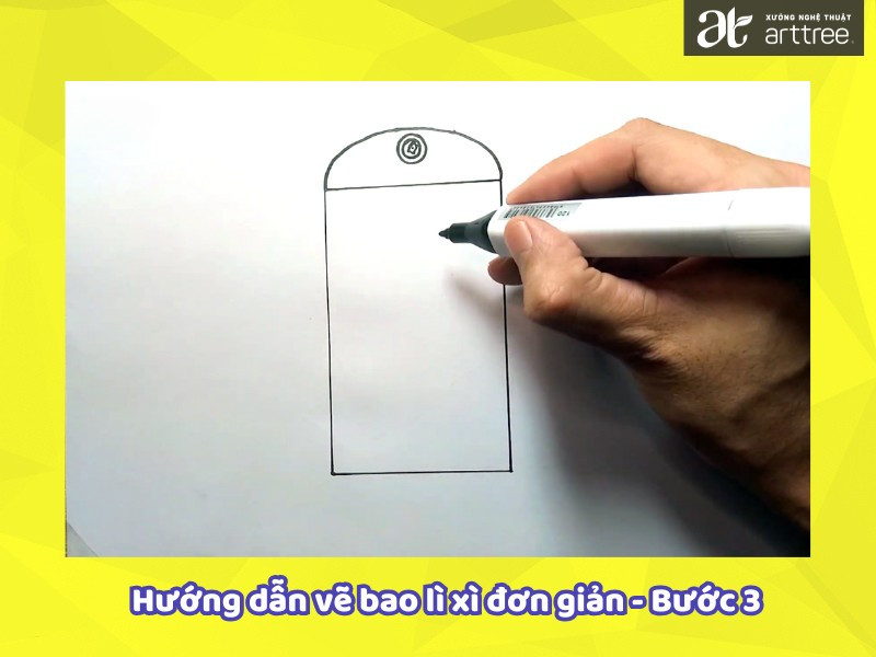 Hướng dẫn cách vẽ bao lì xì đơn giản - Bước 3