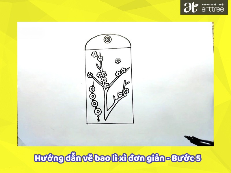 Hướng dẫn cách vẽ bao lì xì đơn giản - Bước 5
