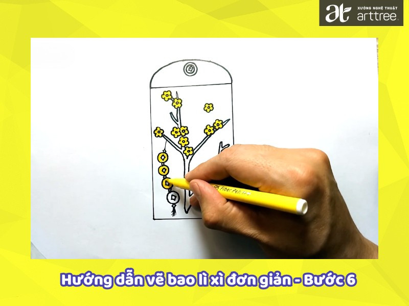 Hướng dẫn cách vẽ bao lì xì đơn giản - Bước 6