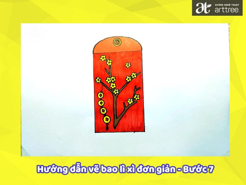Hướng dẫn cách vẽ bao lì xì đơn giản - Bước 7