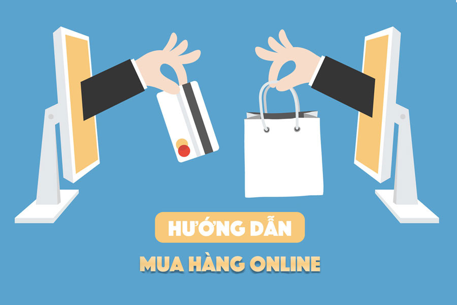 Nhân viên đóng gói và hướng dẫn mua hàng trực tuyến cho khách tại cửa hàng bút