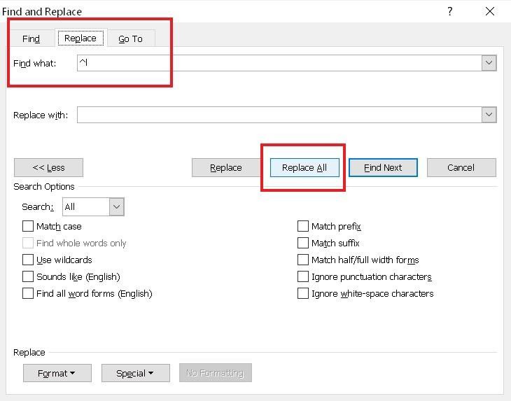 Kết quả sau khi sử dụng Replace All để xóa các dòng trống trong Word