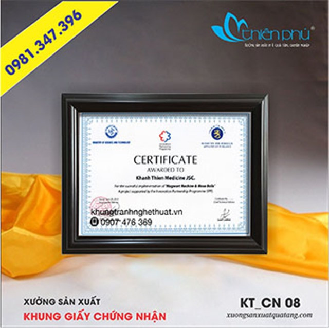 Khung giấy chứng nhận trang trí đẹp