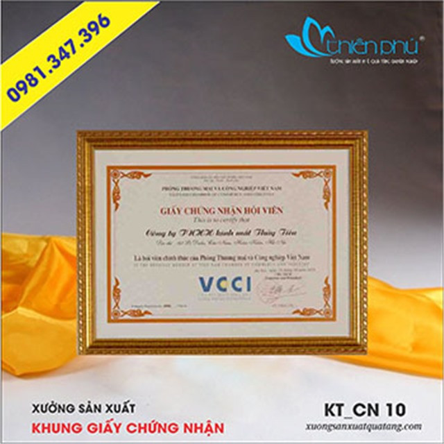 Khung giấy chứng nhận với nhiều lựa chọn