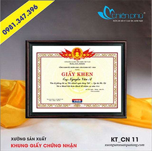 Khung giấy chứng nhận mẫu