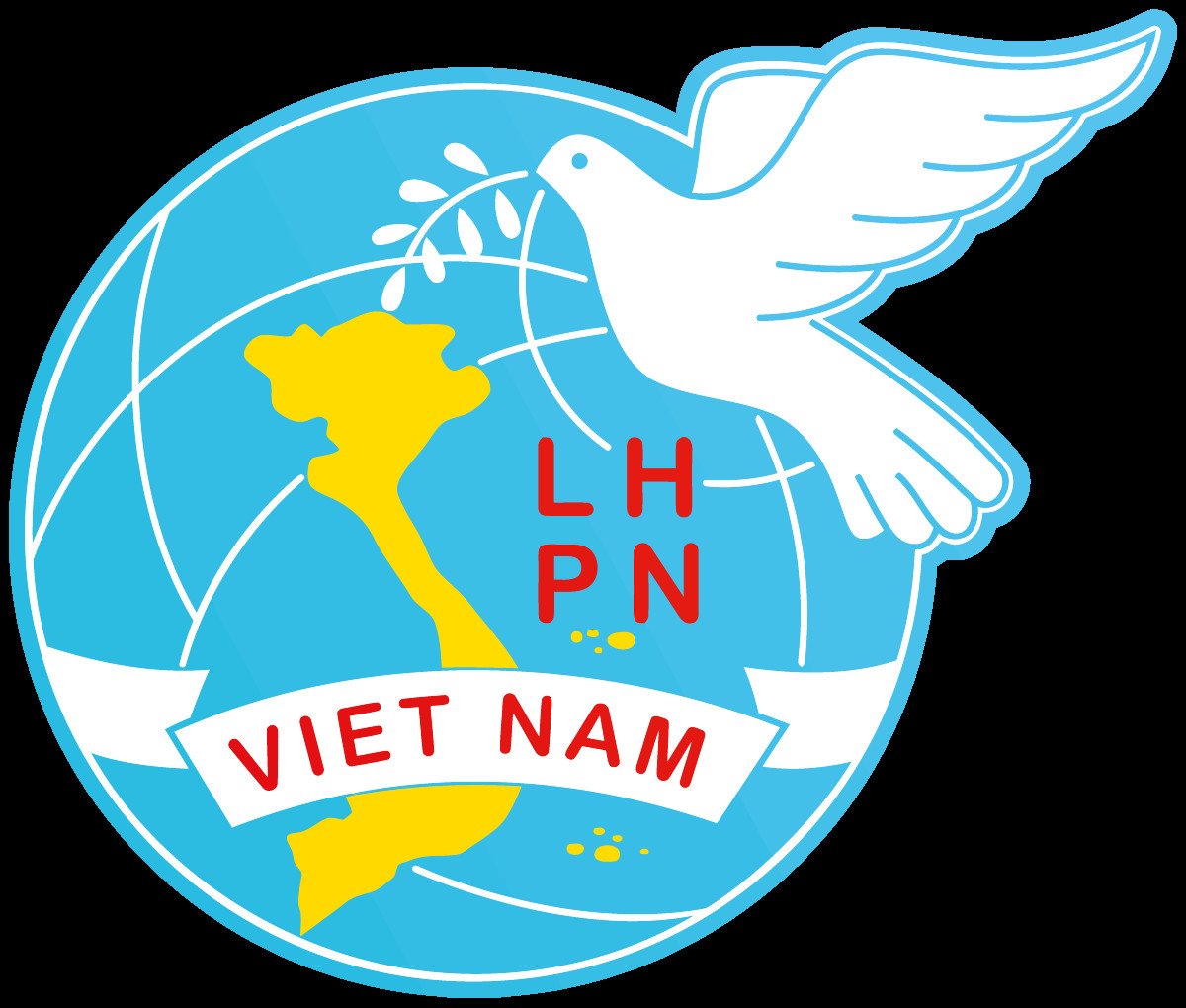 Logo chính thức của Hội Liên hiệp Phụ nữ Việt Nam với biểu tượng chim bồ câu hòa bình