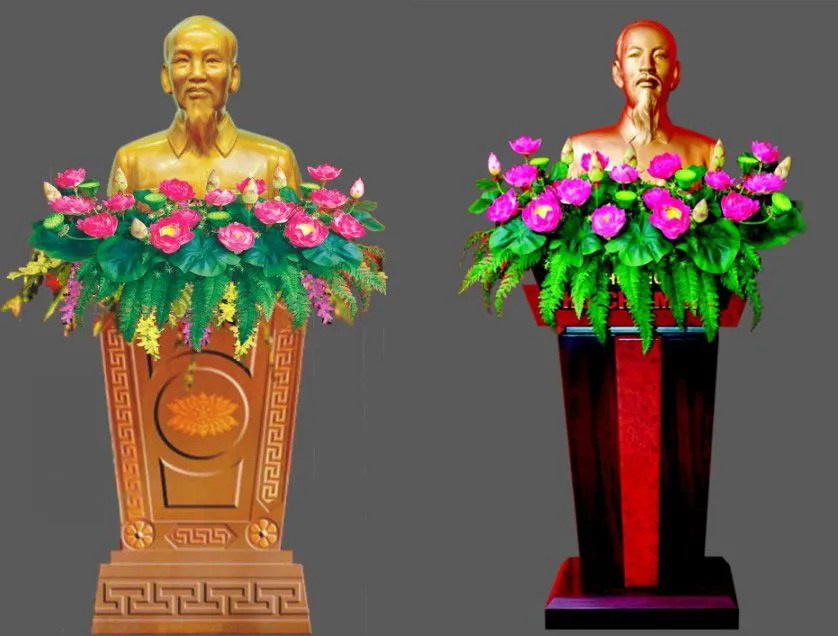 Bục tượng Bác Hồ với vẻ trang nghiêm