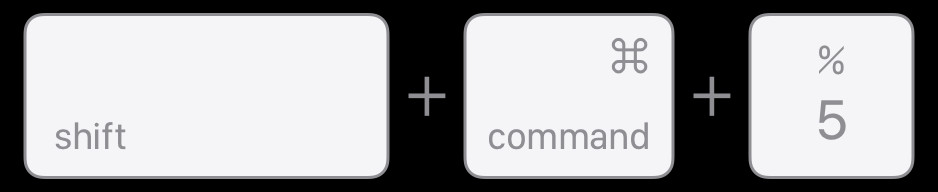 Hình ảnh minh họa ba phím Shift, Command và số 5 trên bàn phím Mac
