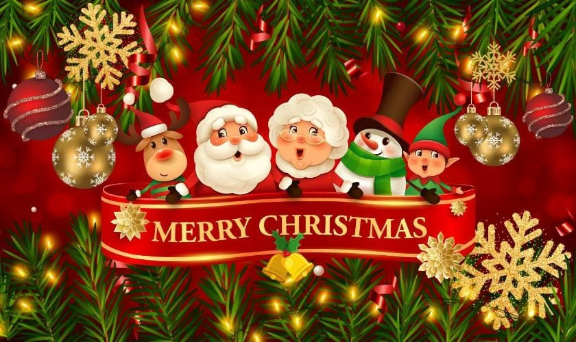Banner Noel với bố cục tối giản và điểm nhấn là ngôi sao
