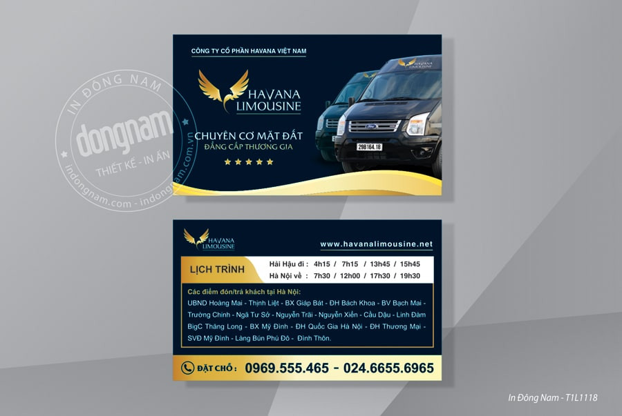 Mẫu card visit cho thuê xe du lịch (dịch vụ cho thuê xe và vận tải)