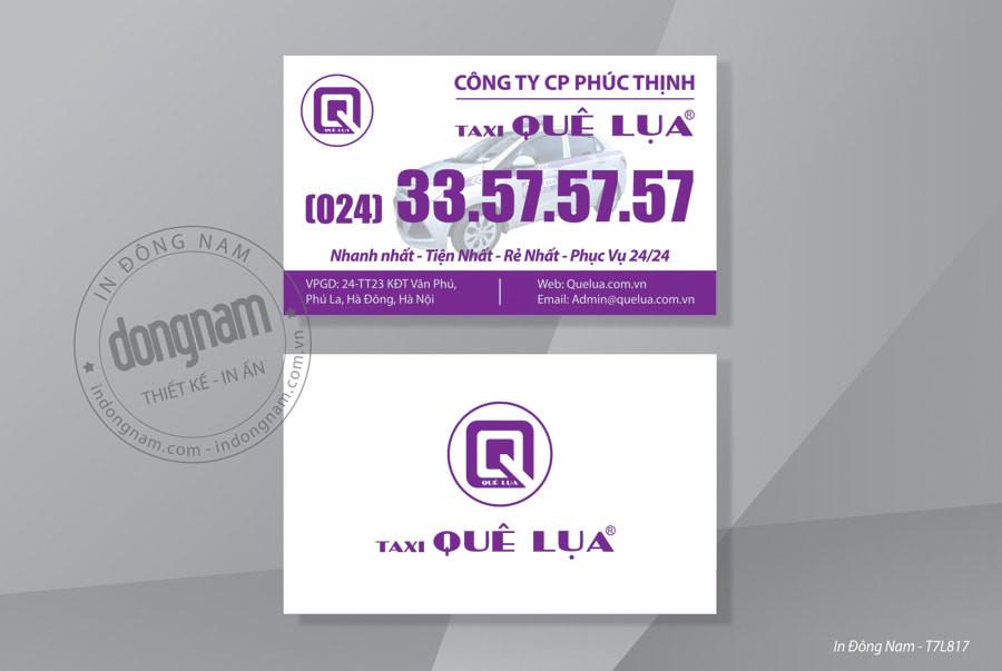 Mẫu card visit hãng taxi Quê Lụa