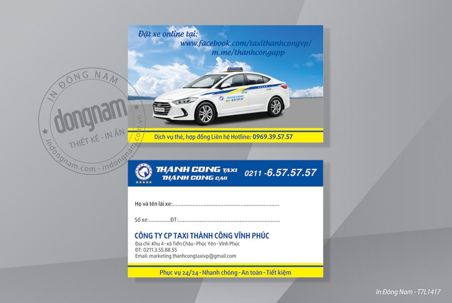 Mẫu card visit hãng taxi Thành công