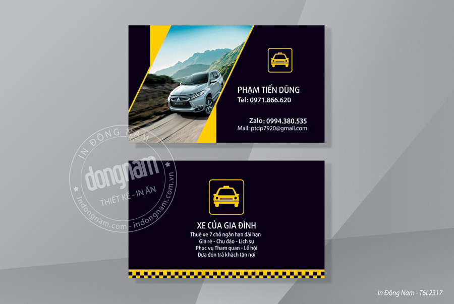 Mẫu card visit taxi đẹp - dịch vụ taxi gia đình, hãng xe taxi