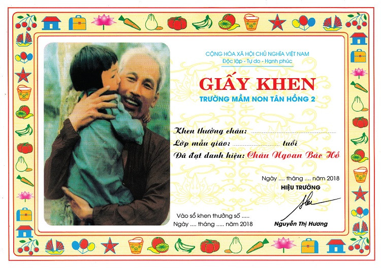 Mẫu giấy khen trường mầm non