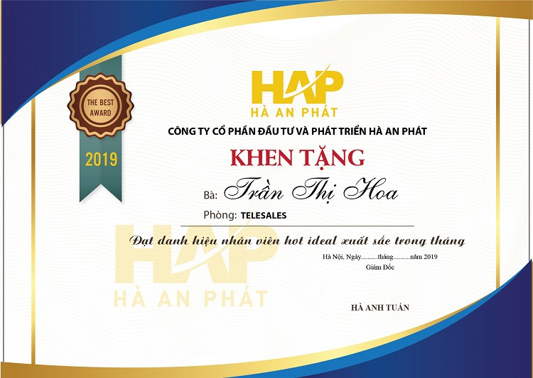 Thiết kế giấy khen đẹp dành cho nhân viên công ty