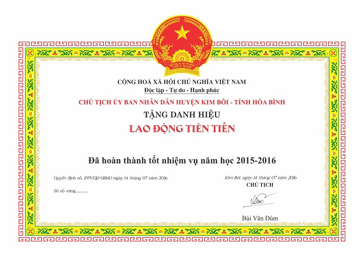 Mẫu giấy khen lao động tiên tiến