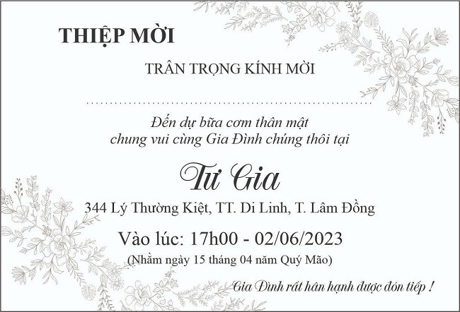 Mẫu giấy mời Corel được thiết kế tỉ mỉ, phù hợp cho nhiều dịp