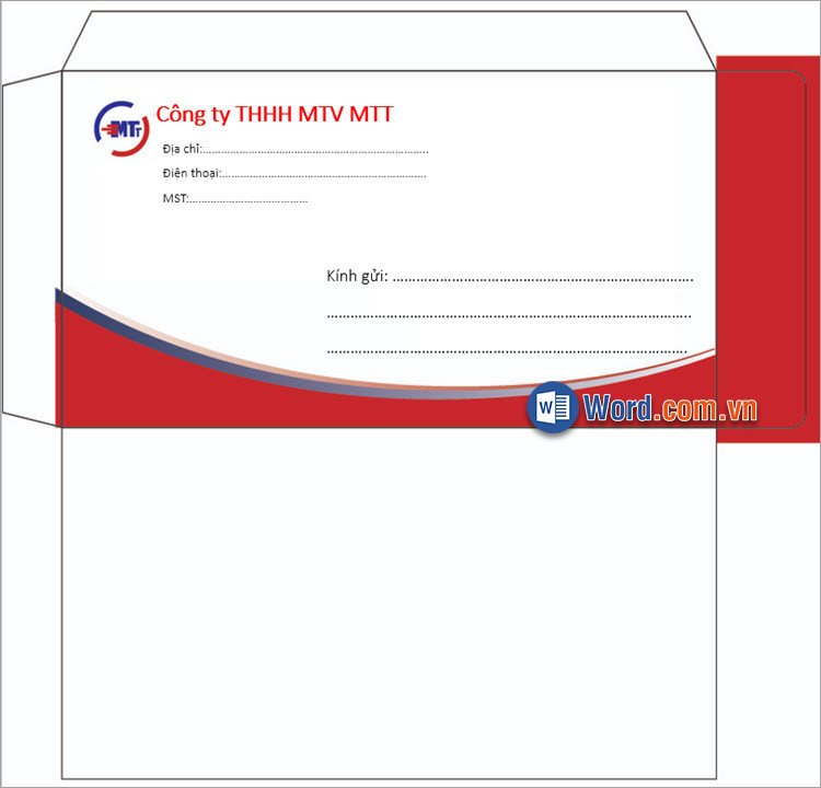 Mẫu phong bì thư công ty với logo và thông tin rõ ràng