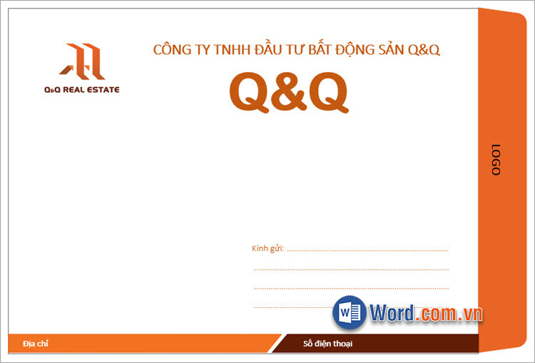 Mẫu phong bì Word phong cách tối giản, dễ chỉnh sửa