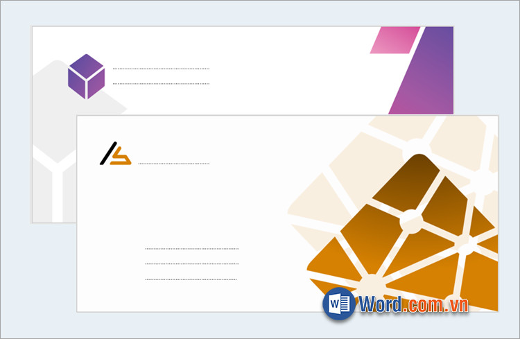 Giao diện Microsoft Word hiển thị các tùy chọn thiết kế phong bì