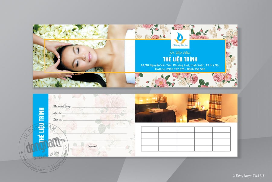 Mẫu thẻ liệu trình dịch vụ spa đẹp