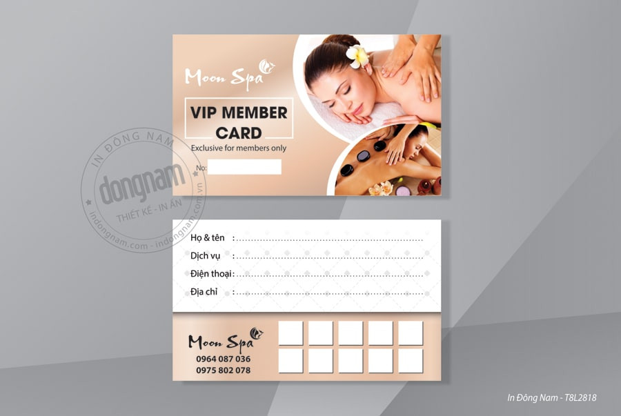 Mẫu thẻ tích điểm dịch vụ spa massage