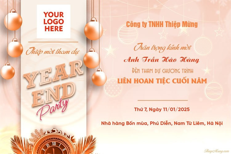 Thiệp mời tất niên với phong cách sang trọng và họa tiết tinh xảo