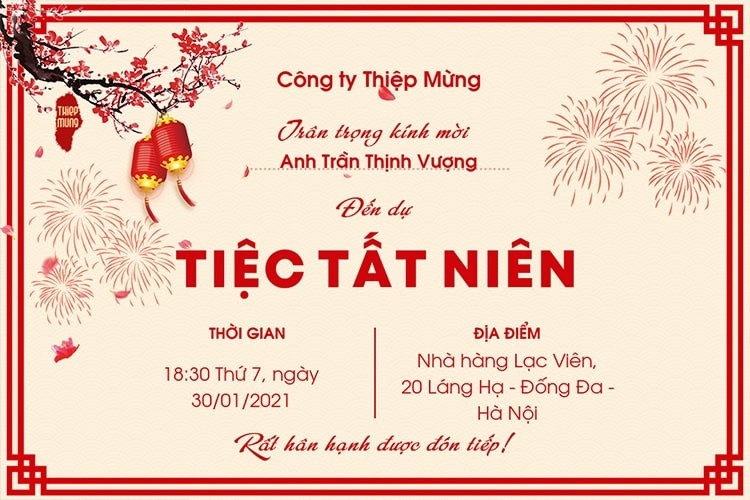Sử dụng font chữ rõ ràng, dễ đọc trên thiệp mời tất niên