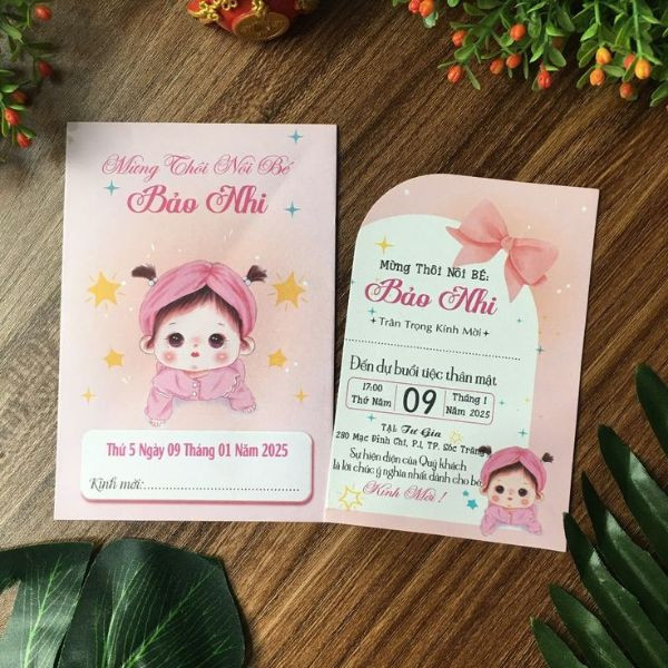 Thiệp mời thôi nôi tại Hoa Long