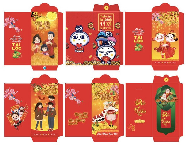 Mẫu thiết kế bao lì xì Tết với phong cách hiện đại