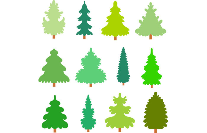 Mẫu thiết kế cây thông Noel vector phong cách đơn giản