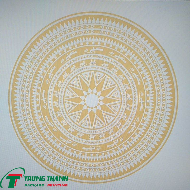 Họa tiết trống đồng dán tường chất lượng cao