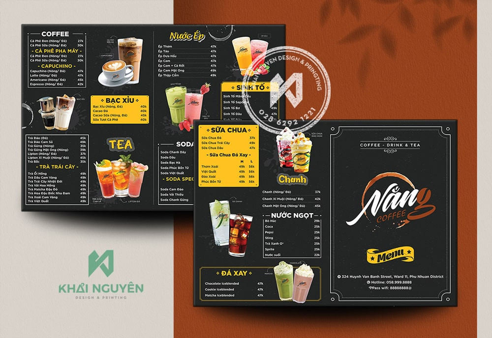 Bảng Menu A3 cho quán cafe cực xinh