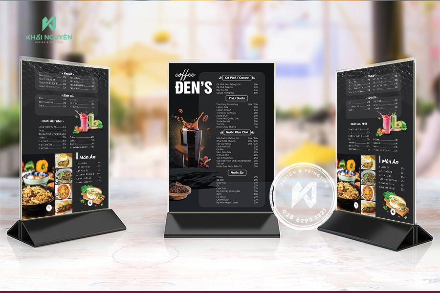 Thiết kế menu để bàn quán cafe văn phòng